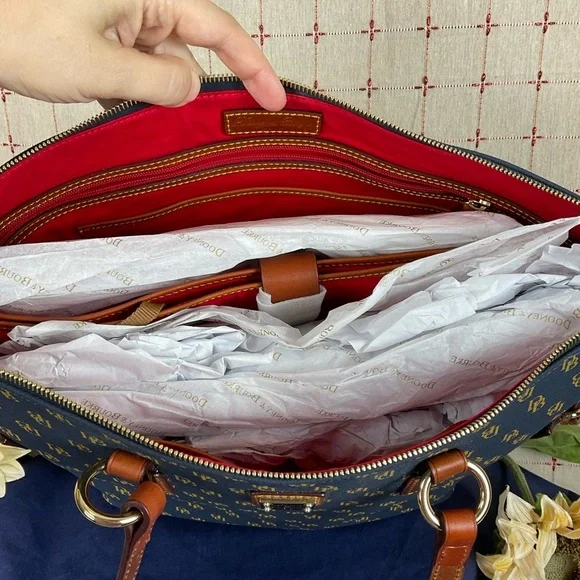 Dooney & Bourke Navy DB Monogram Tassel Executive Tote XL Handbag NG1566 NV New - Picture 8 of 12